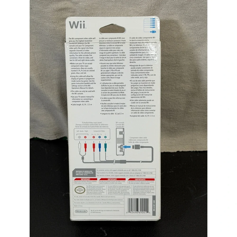 Nintendo Wii Official Component Video Cable Gray RVL-011 New Sealed OEM